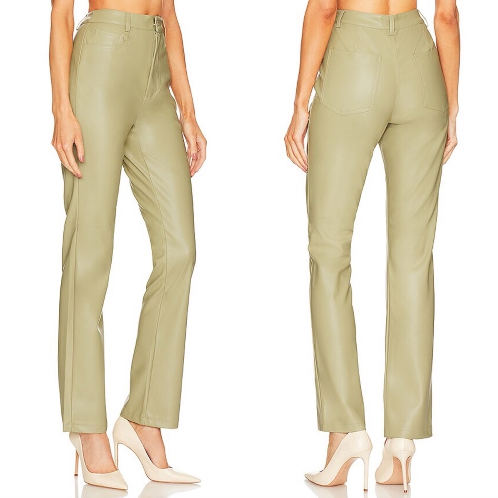 NWT WeWoreWhat Revolve Faux Leather Kickflare in Oat - Size: 24